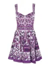 Dolce & Gabbana Violet Dress With Thin Straps And All-over Floral Motif