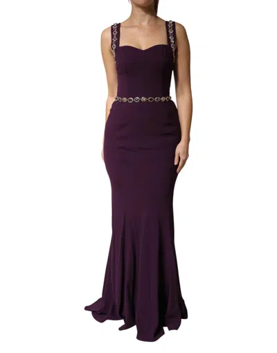 DOLCE & GABBANA DOLCE & GABBANA VIOLET EMBELLISHED SHEATH MERMAID GOWN WOMEN'S DRESS