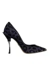 Dolce & Gabbana Dark Blue Leopard Lurex Heels Pumps Shoes