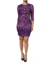 Dolce & Gabbana Violet Leopard Sheath Bodycon Mini Dress In Purple
