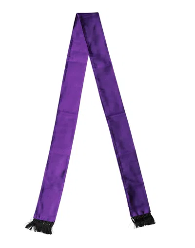 Dolce & Gabbana Violet Silk Fringes Neck Wrap Foulard Scarf In Purple