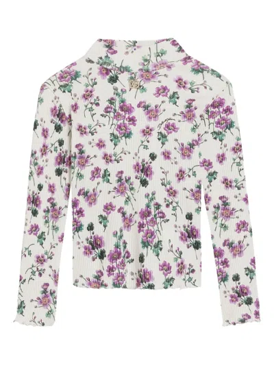 Dolce & Gabbana Kids' Oberteil Mit Veilchen-print In White
