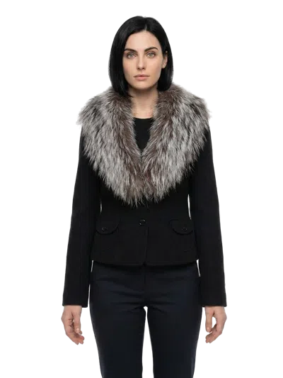 Dolce & Gabbana Virgin Wool And Cashmere With Fur Collar Blazer In Gray