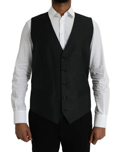 Dolce & Gabbana Virgin Wool And Silk Formal Vest In Black