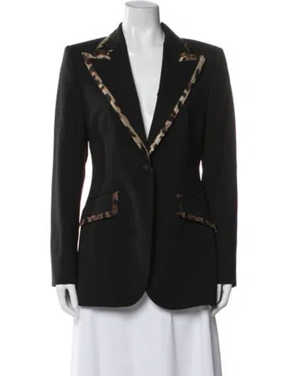 Pre-owned Dolce & Gabbana Virgin Wool Animal Print Blazer In Black