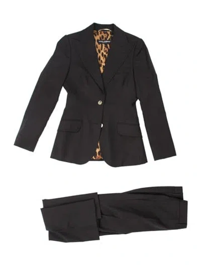 Pre-owned Dolce & Gabbana Virgin Wool Animal Print Pantsuit In Black