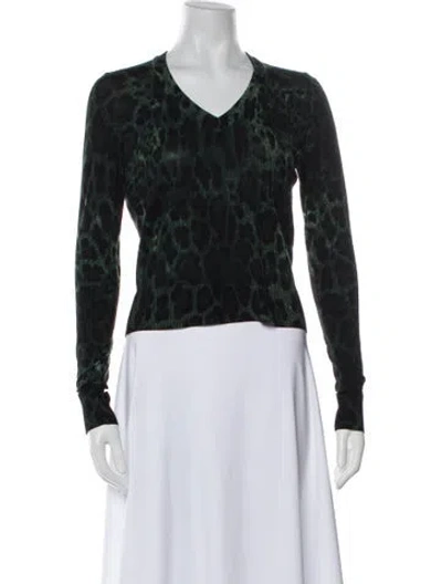 Pre-owned Dolce & Gabbana Virgin Wool Animal Print Sweater In Black