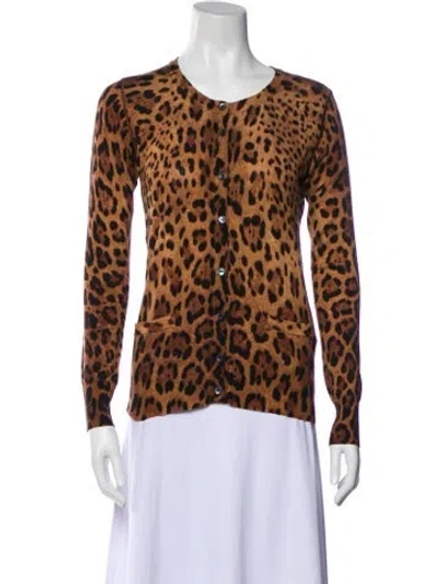 Pre-owned Dolce & Gabbana Virgin Wool Animal Print Sweater In Brown