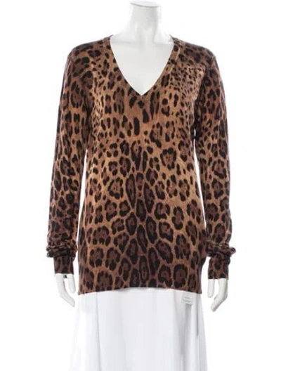 Pre-owned Dolce & Gabbana Virgin Wool Animal Print Sweater In Neutral