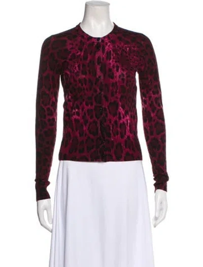 Pre-owned Dolce & Gabbana Virgin Wool Animal Print Sweater In Purple
