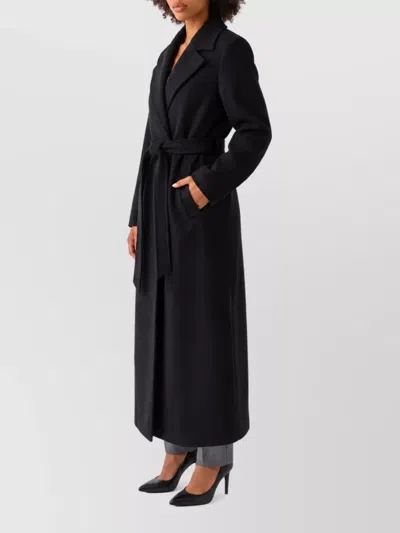 Dolce & Gabbana Virgin Wool Belted Long Coat In Black