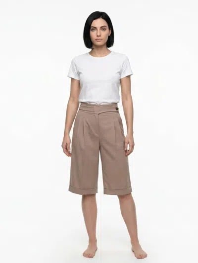 Dolce & Gabbana Virgin Wool Bermuda Shorts In Taupe
