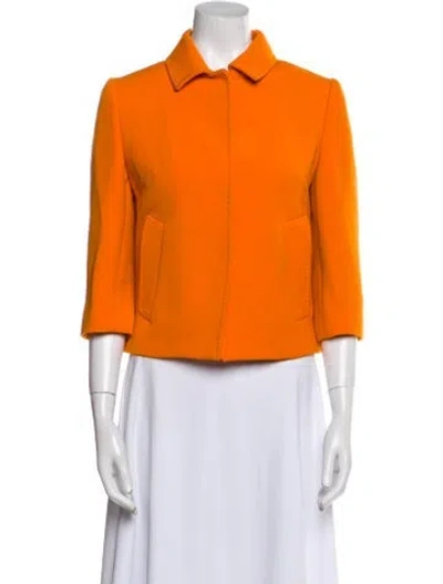 Pre-owned Dolce & Gabbana Virgin Wool Biker Jacket In Orange