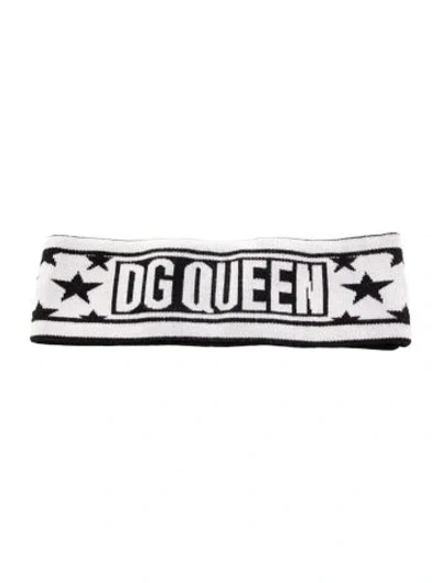Pre-owned Dolce & Gabbana Virgin Wool Black And White Patterned Head Band In Multi