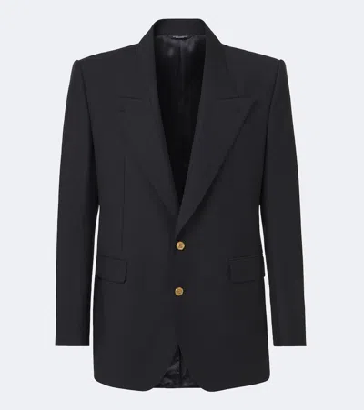 Dolce & Gabbana Virgin Wool Blazer In Blue