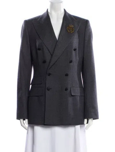 Pre-owned Dolce & Gabbana Virgin Wool Blazer In Gray