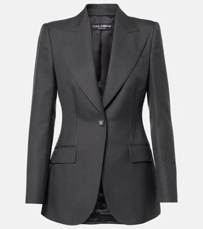 Dolce & Gabbana Wool Tailored Blazer In Grey