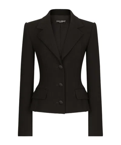 Dolce & Gabbana Virgin Wool-blend Blazer In Black