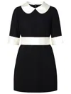 Dolce & Gabbana Peter Pan-collar Short-sleeve Belted Crepe Mini Dress In Black