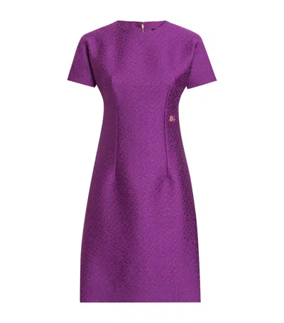 Dolce & Gabbana Virgin Wool-blend Mini Dress In Purple