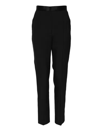 Dolce & Gabbana Virgin Wool Blend Tapered High-waist Trousers In Black