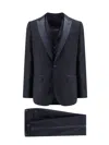 Dolce & Gabbana Men Virgin Wool Blend Tuxedo With Gilet And Satin Profiles In Blue