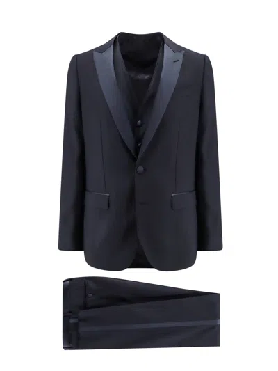 DOLCE & GABBANA VIRGIN WOOL BLEND TUXEDO WITH GILET AND SATIN PROFILES