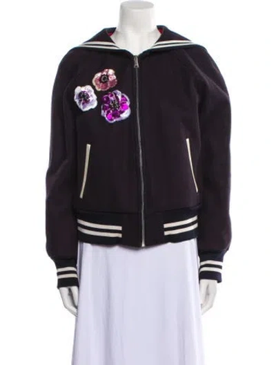 Pre-owned Dolce & Gabbana Virgin Wool Bomber Jacket In Blue