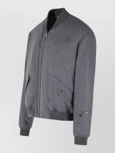 Dolce & Gabbana Virgin Wool Bomber Jacket In Gray