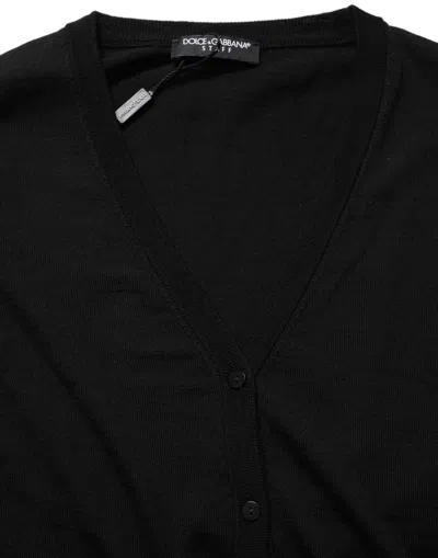 Dolce & Gabbana Virgin Wool Button-front Cardigan In Black