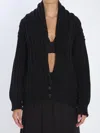 Dolce & Gabbana Black Cardigan With Wide Neckline On The Front In Virgin Wool Woman In Black