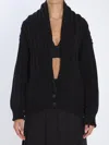 Dolce & Gabbana Black Cardigan With Wide Neckline On The Front In Virgin Wool Woman In Black