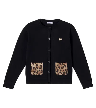 Dolce & Gabbana Kids' Virgin Wool Cardigan In Black