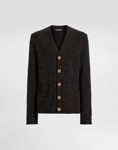 Dolce & Gabbana Virgin Wool Cardigan In Brown