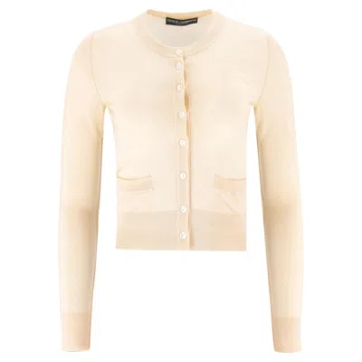 Pre-owned Dolce & Gabbana Virgin Wool Cardigan In White