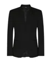 Dolce & Gabbana Virgin Wool Collarless Blazer In Black