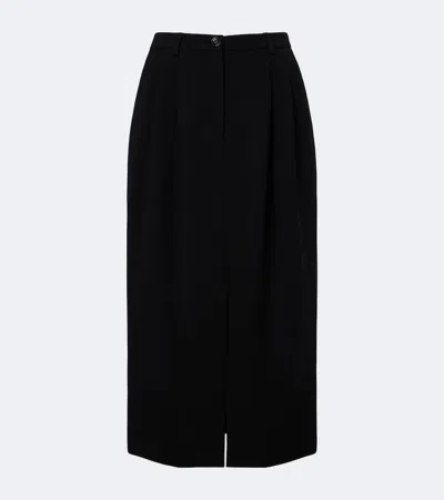 Dolce & Gabbana Virgin Wool Crêpe Pencil Skirt In Black