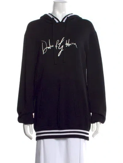 Pre-owned Dolce & Gabbana Virgin Wool Crew Neck Hoodie In Black