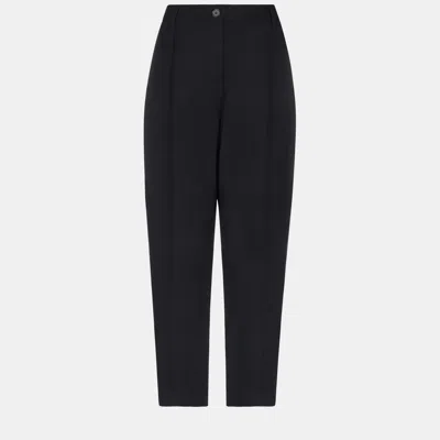 Pre-owned Dolce & Gabbana Virgin Wool Cropped Trousers 42 In Black