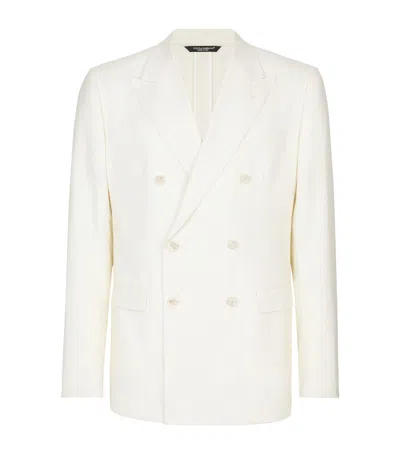 Dolce & Gabbana Virgin Wool Double-breasted Blazer In White