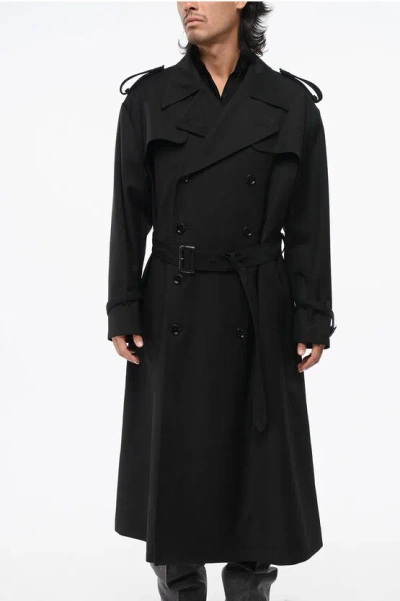 Dolce & Gabbana Virgin Wool Double-breasted Trench With Belt