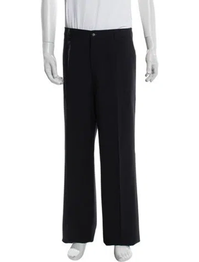 Pre-owned Dolce & Gabbana Virgin Wool Dress Pants In Black/blue