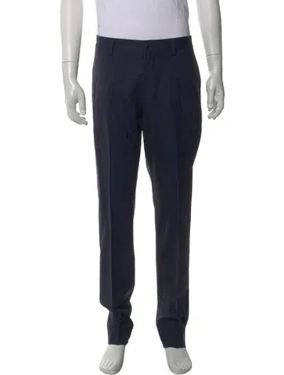 Pre-owned Dolce & Gabbana Virgin Wool Dress Pants In Blue
