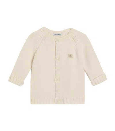 Dolce & Gabbana Kids' Virgin Wool Embroidered Logo Cardigan In Pink