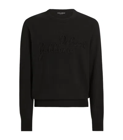 Dolce & Gabbana Virgin Wool Embroidered Sweater In Black