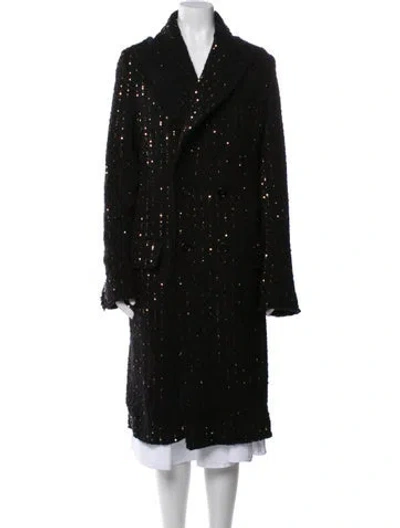 Pre-owned Dolce & Gabbana Virgin Wool Faux Fur Coat In Black