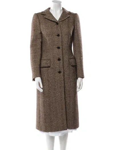 Pre-owned Dolce & Gabbana Virgin Wool Faux Fur Coat In Brown