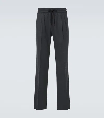 Dolce & Gabbana Virgin Wool Flannel Straight Pants In Grau