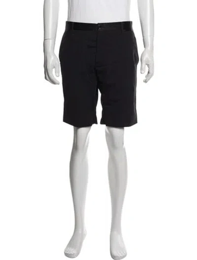 Pre-owned Dolce & Gabbana Virgin Wool Flat Front Shorts In Black