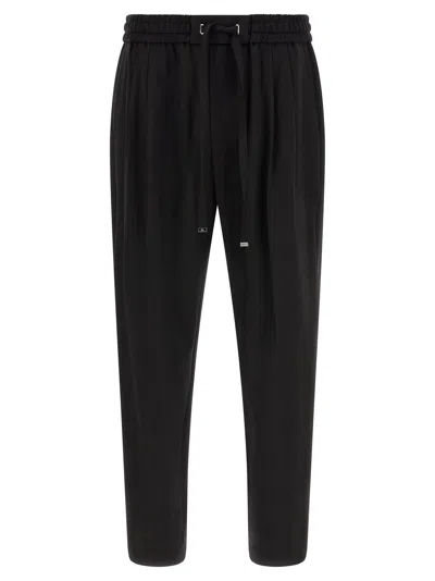 Dolce & Gabbana Virgin Wool Gabardine Joggers In Black